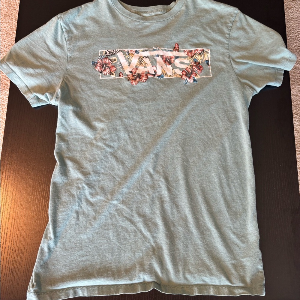 Vans Light Green Floral Logo Tee